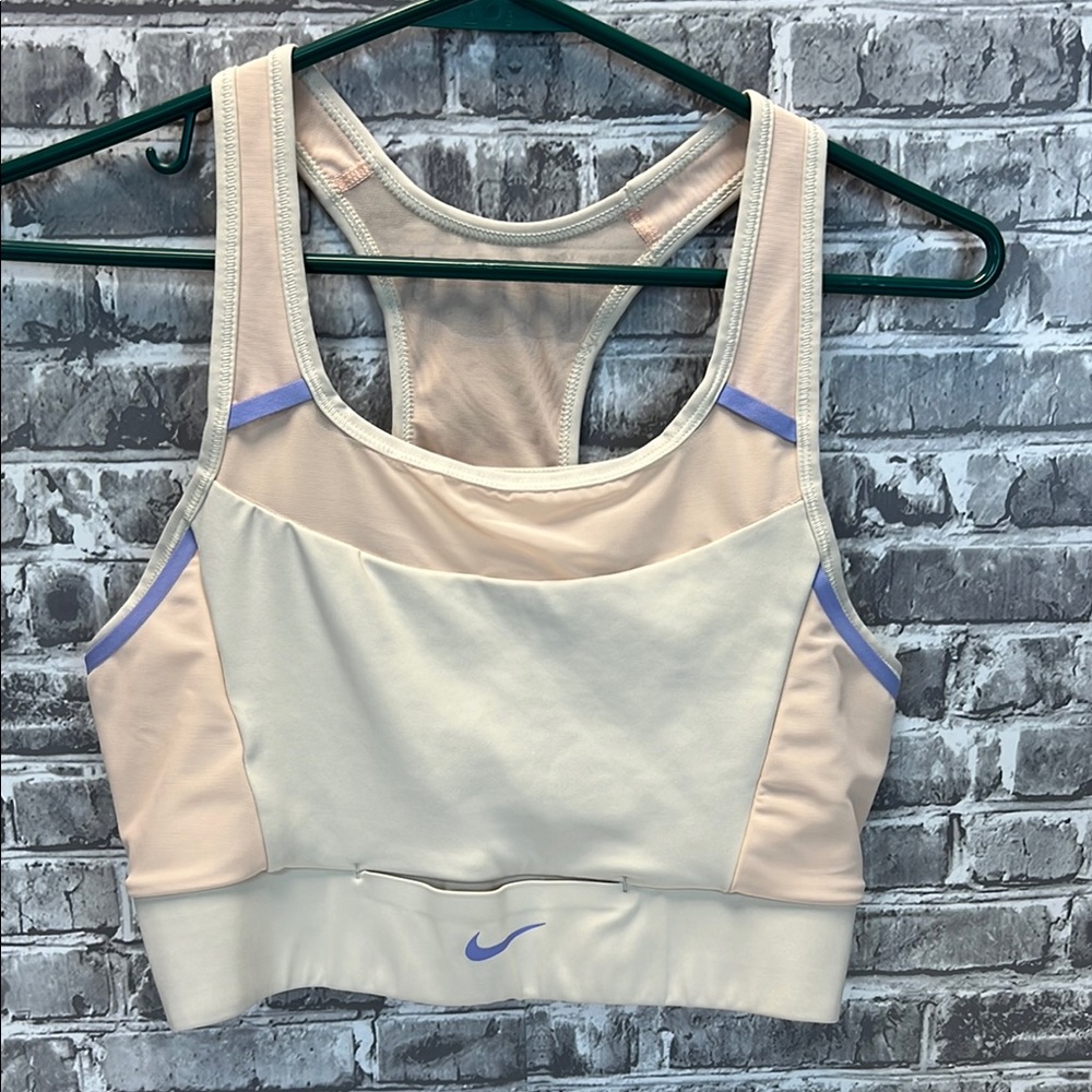 Nike Women's Cream and Purple Sports Bra